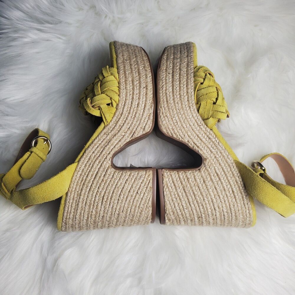Marc Fisher Yellow Braided Espadrille Platform Sandals - Picture 7 of 10